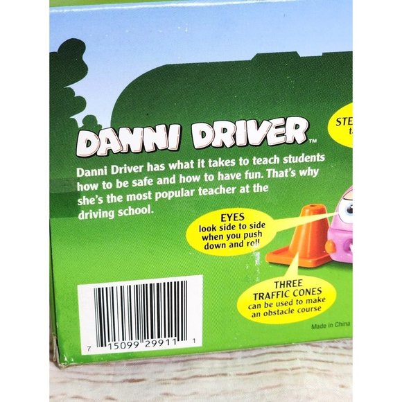 Vintage 1998 Chevron Cars Danni Driver - Toy Car with Moving Eyes & Traffic Cone - Picture 10 of 14